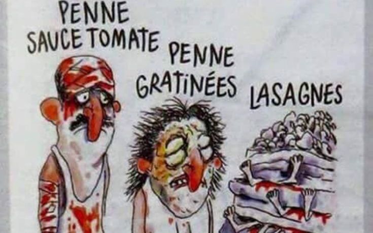 Οργή με σκίτσο του Charlie Hebdo που παρουσιάζει τα θύματα του σεισμού σαν μακαρονάδες