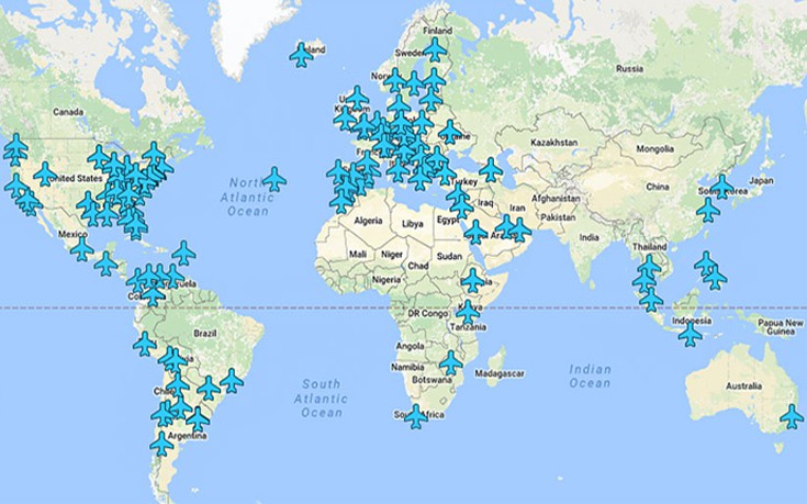 Χάρτης με τους κωδικούς wi-fi στα αεροδρόμια του κόσμου