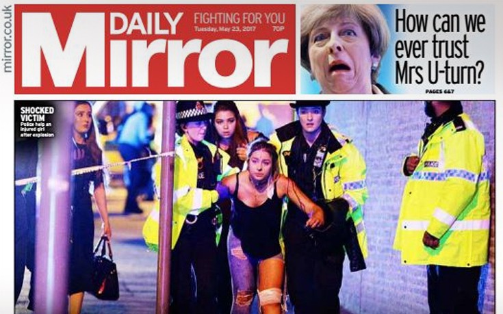 Τα πρωτοσέλιδα του βρετανικού Τύπου για το τρομοκρατικό χτύπημα στο Μάντσεστερ