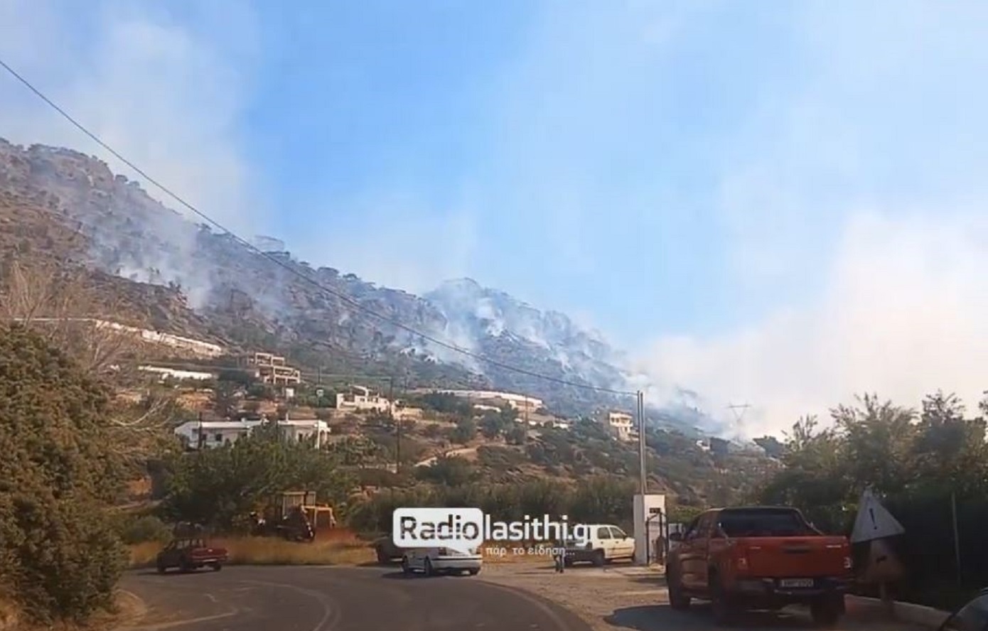 Βελτιωμένη η εικόνα της φωτιάς στο Λασίθι &#8211; Οι πυροσβέστες θα δώσουν ολονύχτια μάχη με τις φλόγες