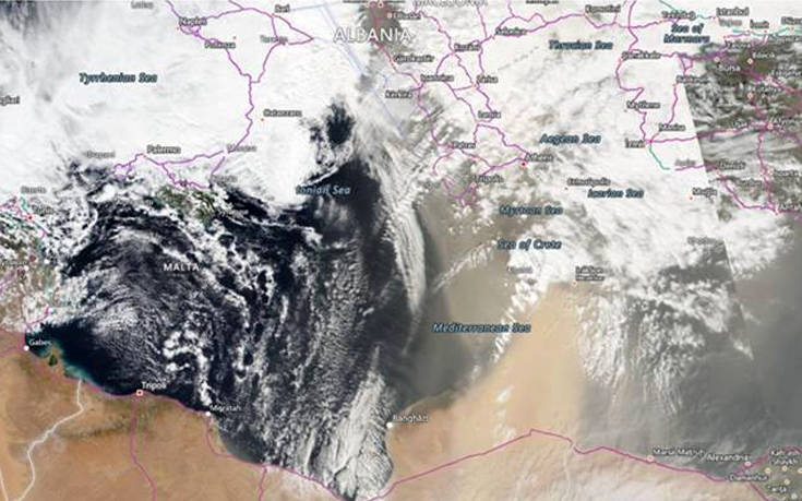Η ερημική σκόνη στον ελλαδικό χώρο σε εικόνα από δορυφόρο