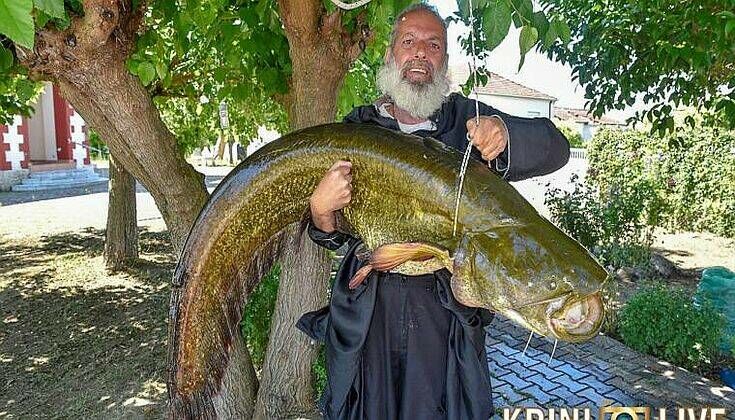 Ψάρι-γίγας 35 κιλών «έβγαλε» ιερέας από τον Πηνειό ποταμό