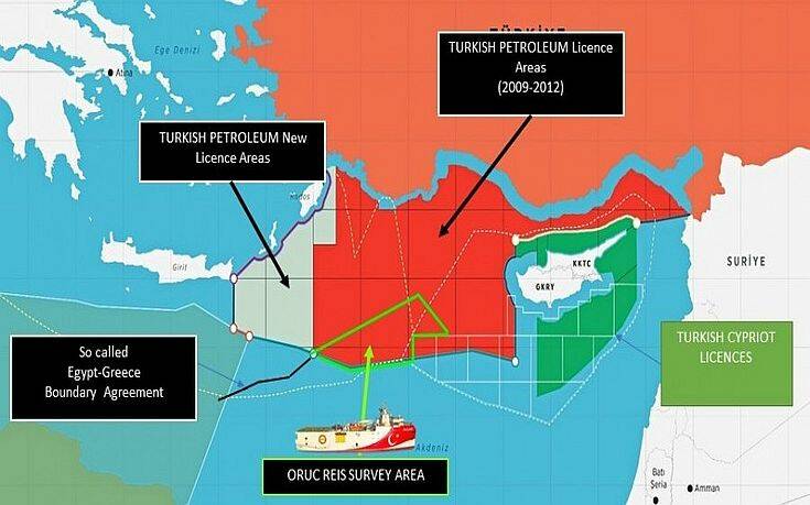Νέος τουρκικός χάρτης του Oruc Reis - Προαναγγέλλει έρευνες δίπλα από την Κάρπαθο